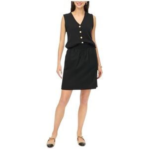 J.Crew Factory Chic Black Linen-cotton blend Elastic Paper Bag Waist city Skirt
